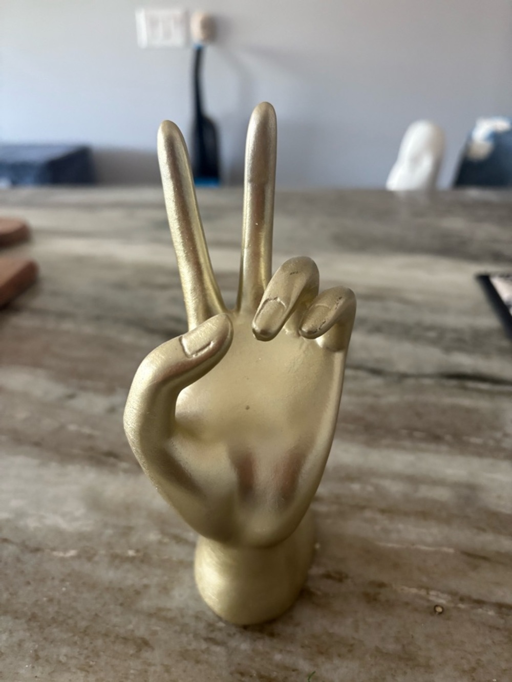Gold Hand Peace Sign Decorative Sculpture/ring holder